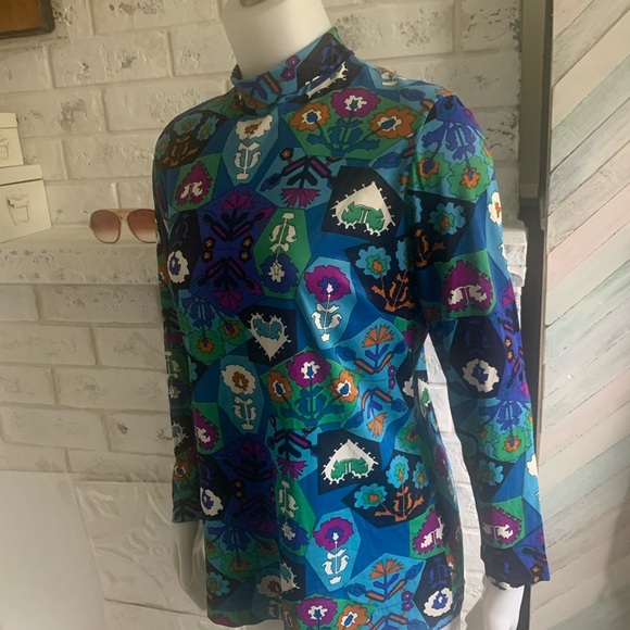 Vintage polyester bright pattern retro long sleeve - Picture 2 of 7